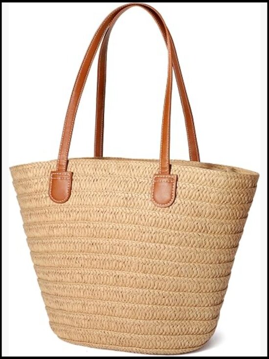 Handbags - Straw Tote Bag Handwoven Beach Vacation Purse Summer Travel Essential